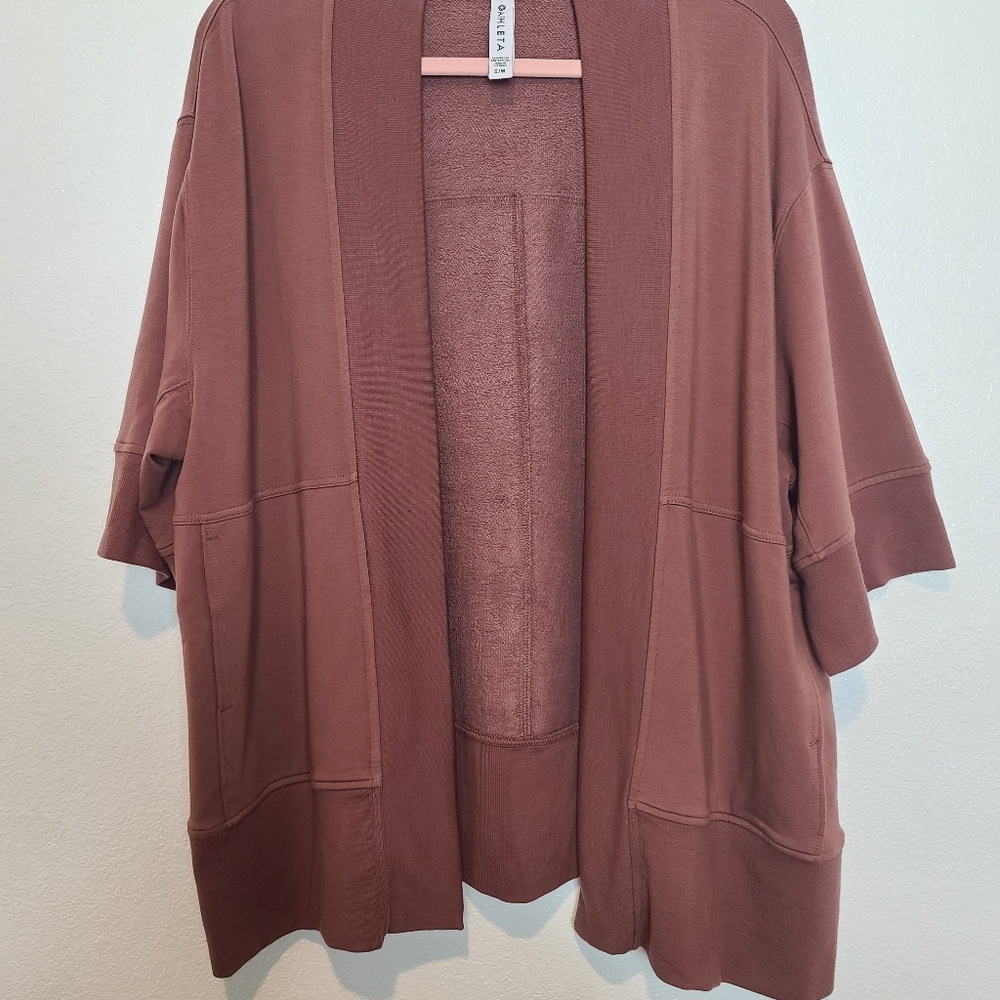 ATHLETA Lotus Wrap Oversized Soft Cozy Open Cardigan Mauve - Picture 8 of 11